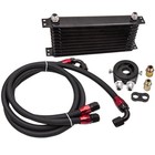 10 Row An10 Universal Engine Oil Cooler Filter Adapter Hose Kit New Black