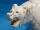 Vintage Zuni Bear Fetish Carved Marble Stone W  Mother Of Pearl  Coral 