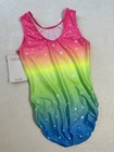New Simone Biles Gk Elite Leotard Gymnastics Rainbow Star Ombre Sequin Bling Axs