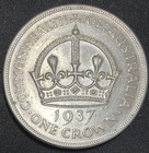 1937 Australia George Vi One Crown  925 Silver Coin
