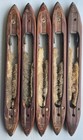  5  Old Wooden Weaving Loom Boat Shuttles W  Metal Tips 16  Vintage Textile Lot