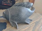 Koi Fish Goldfish Carp Black Resin Large Figurine Statue Garden 5 5    X L10    