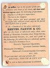 C1880 Reeves Parvin Co Importers Grocers Philadelphia Victorian Trade Card P123