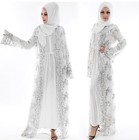 Dubai Women Embroidery Lace Open Cardigan Muslim Abaya Islamic Kaftan Maxi Dress
