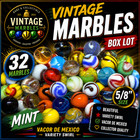 Vacor Mega Marbles 32 Lot 5 8  Variety Swirl Mint Mib Glass By Vintage Marbles