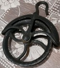 Antique Cast Iron Well Pulley Wheel With Fender Rope Hoist Farm Tool  8 -9  