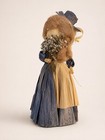 Vintage Handmade Corn Husk Doll Blue Dress Dried Flowers Folk Art Decor