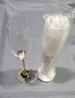 Sheridan Set Of 2 Clear Glass Wine Glasses Silver Toasting Flutes Wedding