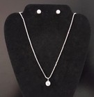 Elegant 925 Sterling Silver Necklace   Cz  Earring Set  W pendant   Nwt