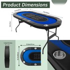 72  Portable Poker Table  Foldable Oval  8 Player W  Padded Arm   Cup Holders