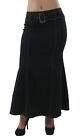 Women s Plus Size Trumpet Mermaid Front Belted Flare Long Denim Skirt