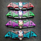 Zombie Skull Tactical Dual Blade Bat Spring Assisted Open Folding Pocket Knife