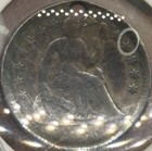 1856 Seated Liberty Half Dime  Holed  Toned  90  Silver  Very Low Mintage      