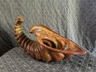 Vintage Atlantic Mold Ceramic Cornucopia Horn Of Plenty 1976 Drip Glaze W  Fruit