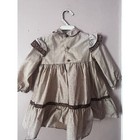 Polly Flinders Vintage Hand Smocked Plaid Dress Brown Tan Floral Fall Size T2
