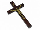 Vintage Wooden Metal Wall Cross Crucifix Holy Religious Carved Christ Dark Drown