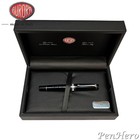 Aurora Optima Black Resin Chrome Plated Trim Fountain Pen Fine Nib