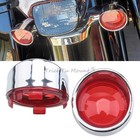 A Pair Red Turn Signal Lens Cover W chrome Bezel For Harley Touring 2000-2025