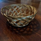 Vintage Woven Round Rattan Wicker Basket Wall D  cor Cottage Farmhouse 10 5 
