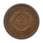 1868 2c Two Cent Piece - Chocolate Brown Vf - Sku-y5979