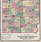 1871  Illinois Counties Map Edgar  Cumberland  Douglas  Clark  Coles  16x13 