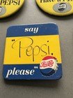 Rare 3 Inch Round And 2 1 2 Inch Square Pepsi Pins  lot Of 5 