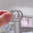 New Fashion 925 Sterling Silver Charm Hoop Earrings
