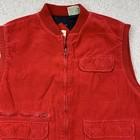 Vintage St John s Bay Vest Men s Xl Red Corduroy Sleeveless Pockets Lined Casual