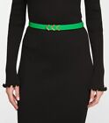 Bottega Veneta Green   Gold Chevron Arrow Leather Belt Size 85 Authentic Nwt