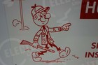 Reddy Kilowatt Hunters Don t Shoot  Die Cut Sign Great Colors Electrician Gift