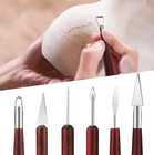 6pcs Pottery Clay Sculpting Tools Wood Handle Ceramic Wax Carving Set