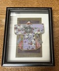 Vtg Japanese Wall Shadow Box Painted Kimono   Old Set Of Two Artisan Crafted