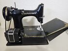 1950 Singer 221-1 Featherweight Sewing Machine W  Case Portable Black Aj Series