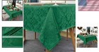 Elegant Jacquard Christmas Tablecloth 60 X 84 Inch - Stain Resistant Green Decor