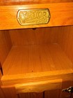 Vintage White Clad Wooden Ice Box Single Door Brass Hardware