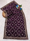 Wine Embroidery Velvet Dupatta For Bride And Women Velvet Shawl Odhani Veil