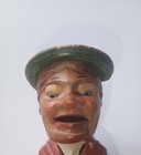 Vintage Mechanical Hand Carved Wooden Wine Bottle Cork Stopper Folk Art Animated