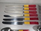 23pc Flatware Set Cherry Butterscotch Bakelite Art Deco 2 Tone By Cardinal