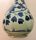 Ming Dynasty Chinese Porcelain Bottle vase 9 h 4 w Dark Blue Floral Vintage