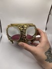 Vintage Matson Filigree Rose Jewelry Casket With Beveled Glass Stunning