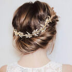 Golden Leaf Crystal Rhinestones Wedding Head Band Bridal Headpieces Hair Ribbon