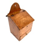 Antique Arts   Crafts Wooden Pine Salt   Candle Box   C 1900   Wall Hanging