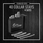 40 Metal Collar Stays 4 Sizes In Box For Men Non Magnetic 2 2  2 5  2 35  2 75 