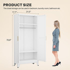 Metal Armoire Wardrobe Closet With 2 Mirror Doors  71  Wardrobe Cabinet With Adj