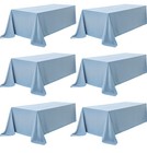 6 Pcs 90x132 Rectangle Polyester Tablecloths Wedding Party Reception Wholesale