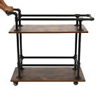 Industrial Bar Cart With 2 Shelves  360   Swivel Wheels  And Durable Design