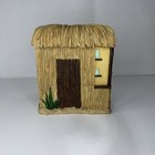 Tiki Hut Bar Tissue Box Cover Holder Yellow Faux Bamboo Thatched Roof Cocktails