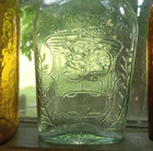 1860s Union Clasped Hands Eagle Flask With Rare New Albany Star Glass Mark Base