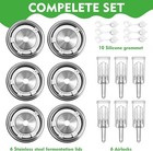 Fermentation Lids For Wide Mouth Mason Jars  6-pack With Date Tracker
