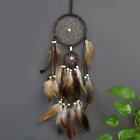 Feather Dream Catcher Handmade Native American Wall Hanging Decoration Brown